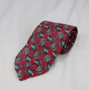 Vintage Robert Stock Men's Tie Necktie 100% Silk Red Blue